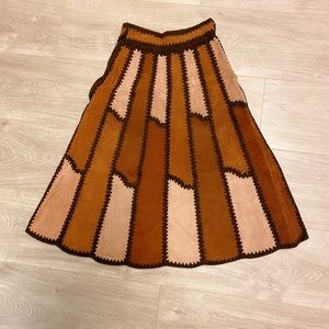 Suede leather A skirt vintage cowboy Texas